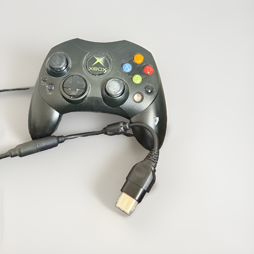 Original Microsoft Xbox Black Controller Wired TESTED WORKS- Detatchable